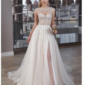 Wedding Dress White Slim Ball Gown  Size 8